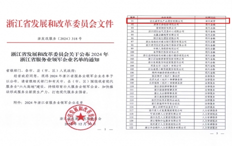 喜報(bào)！嘉農(nóng)股份獲評(píng)浙江省服務(wù)業(yè)領(lǐng)軍企業(yè)！